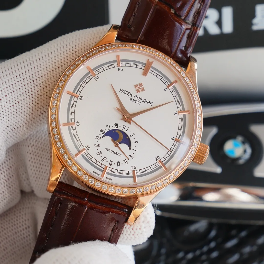【Top replica】💰4500! Patek Philippe, six-digit real sun, moon, stars and calendar function, movement, date set 2824-2 (zero repair), imported Italian calfskin, original pin buckle, welcome to repost, we will sell it if you repost it!